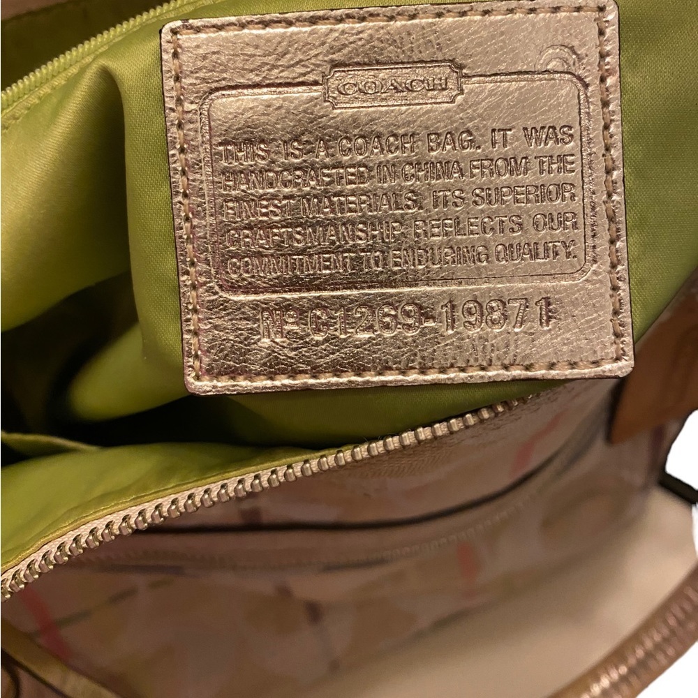 COACH handbag shoulder purse two straps champagne beige multi color logo print - Picture 8 of 8